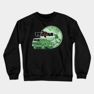 Texas-Style Surfer with Ford Bronco in greens Crewneck Sweatshirt